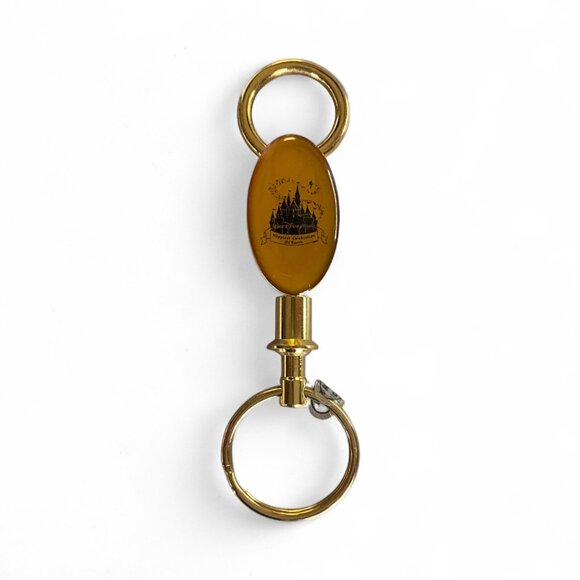VTG Disney World Happiest Celebration on Earth Gold Tone Valet Key Chain Castle - Picture 1 of 9